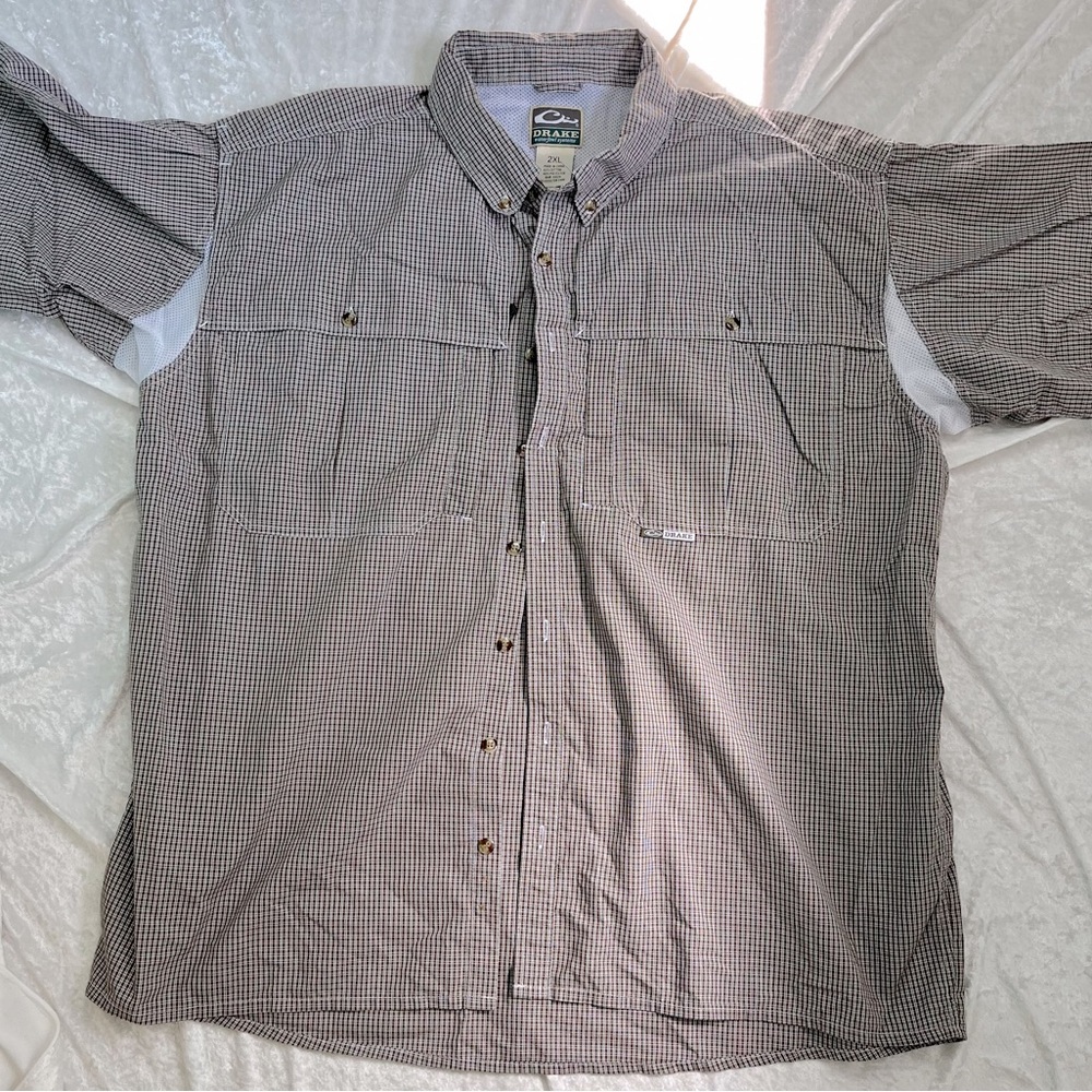 Drake waterfowl Mens button up short sleeve 2XL